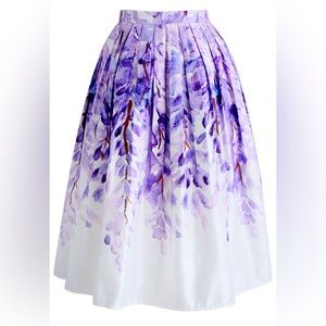 ChicWish Divine Wisteria Printed Midi Skirt NWT